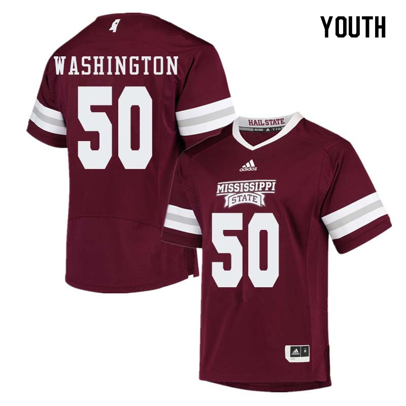Youth #50 Tim Washington Mississippi State Bulldogs College Football Jerseys Sale-Maroon